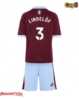 Aston Villa Victor Lindelof #3 Echipament de Fotbal Replică 2026-27 Copii Acasa (+ Șorturi)